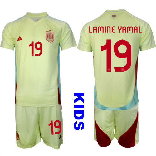 Youth Spain #19 LAMINE YAMAL 2024-25 Away Kids Soccer Suit Jersey