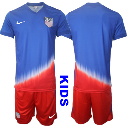 Youth United States Blank 2024-25 Away Kids Soccer Suit Jersey