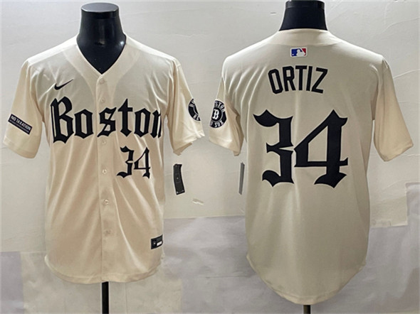Men's Boston Red Sox #34 David Ortiz Cream Gothic Vapor Limited Stitched Baseball Jersey