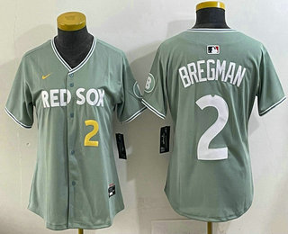Women's Boston Red Sox #2 Alex Bregman Light Green 2025 City Connect Player Name Limited Jersey