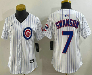 Women's Chicago Cubs #7 Dansby Swanson White Limited Stitched Jersey