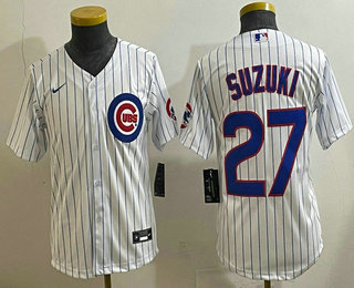 Youth Chicago Cubs #27 Seiya Suzuki White Limited Stitched Jersey