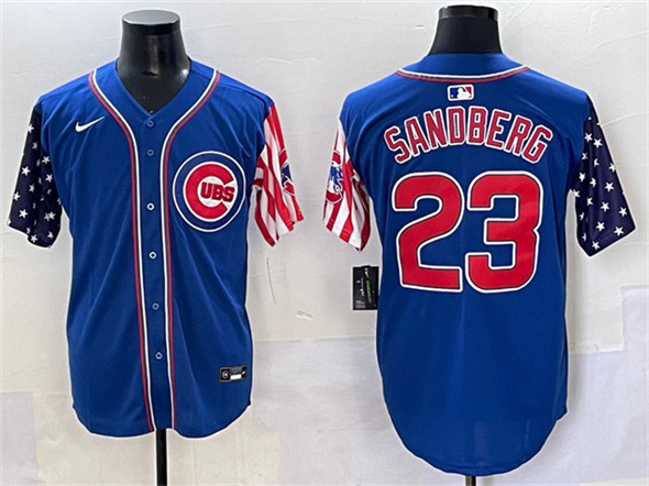 Men's Chicago Cubs #23 Ryne Sandberg Royal 2025 Independence Day Vapor Premier Limited Stitched Baseball Jersey