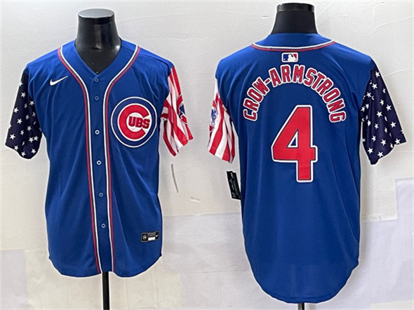 Men's Chicago Cubs #4 Pete Crow-Armstrong Royal 2025 Independence Day Vapor Premier Limited Stitched Baseball Jersey