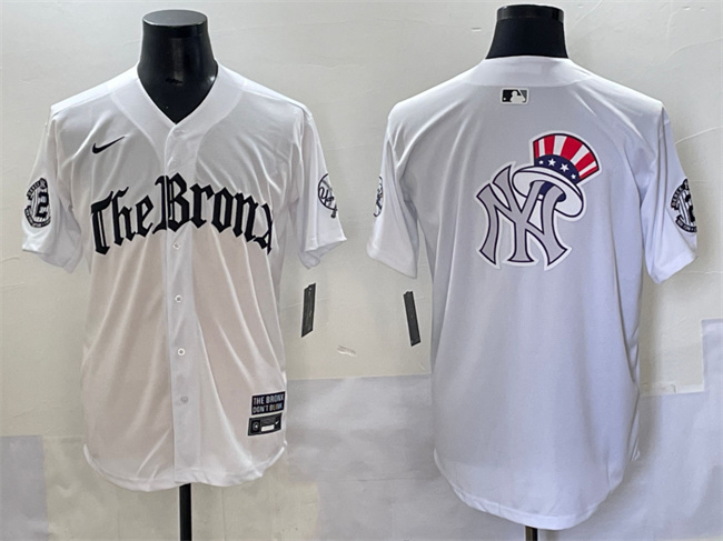 Mens New York Yankees Team Big Logo White 'Gothic Legacy Edition' Vapor Premier Limited Stitched Baseball Jersey