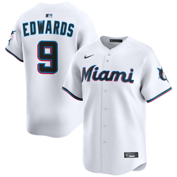 Men's Miami Marlins #9 Xavier Edwards White 2024 Home Limited Stitched Baseball Jersey