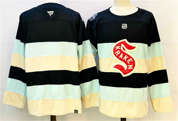 Men's Seattle Kraken Blank Deep Sea Blue Winter Classic With A Patch Stitched Hockey Jersey