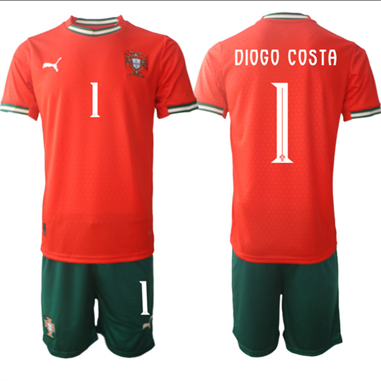 Men's Portugal #1 DIOGO COSTA 2025-26 Home Red Soccer Suit Jersey
