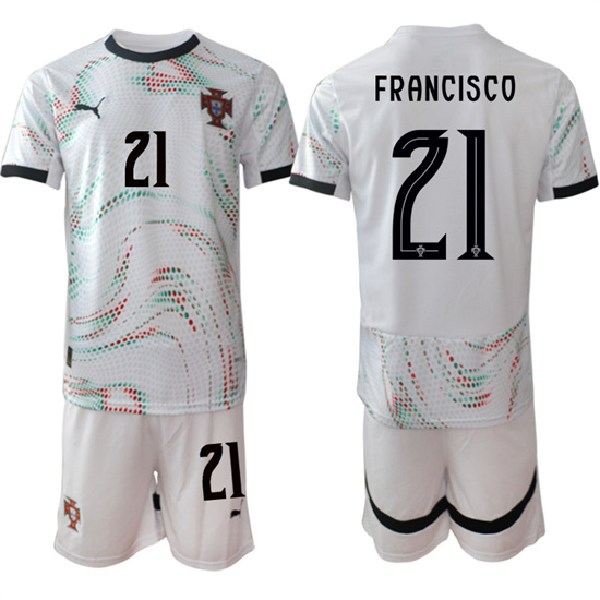 Men's Portugal #21 FRANCISCO 2025-26 Away White Soccer Suit Jersey