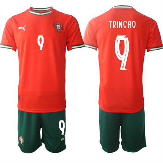 Men's Portugal #9 TRINCAO 2025-26 Home Red Soccer Suit Jersey