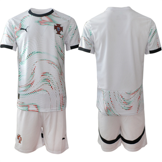 Men's Portugal Blank 2025-26 Away White Soccer Suit Jersey