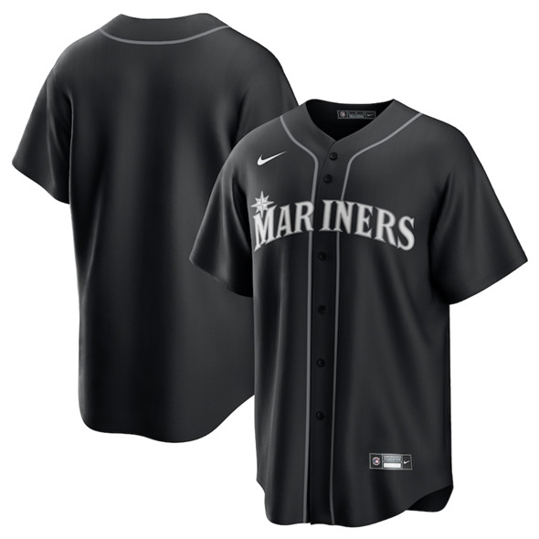 Men's Seattle Mariners Blank Black Lights Out Limited Stitched Baseball Jersey