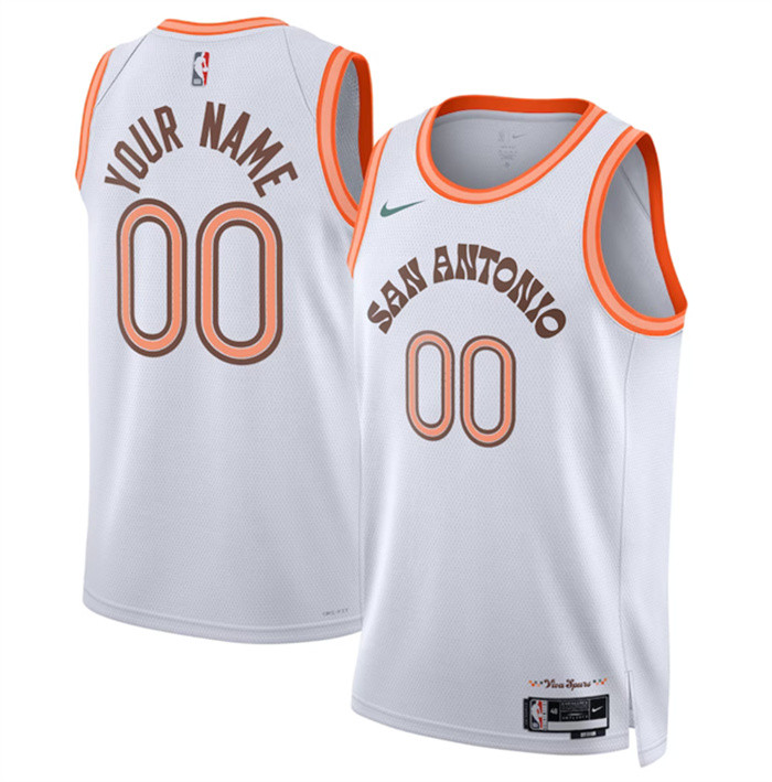 Men's San Antonio Spurs Active Player Custom White 2023-24 City Edition Stitched Basketball Jersey