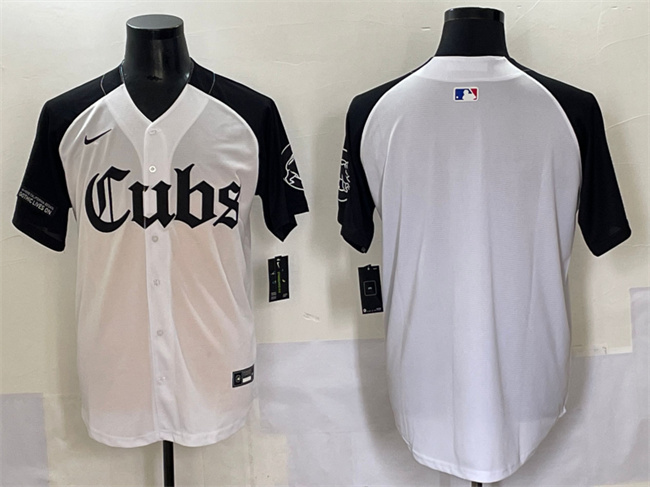 Men's Chicago Cubs Blank White Black 'Gothic North Side Edition' Vapor Premier Limited Stitched Baseball Jersey