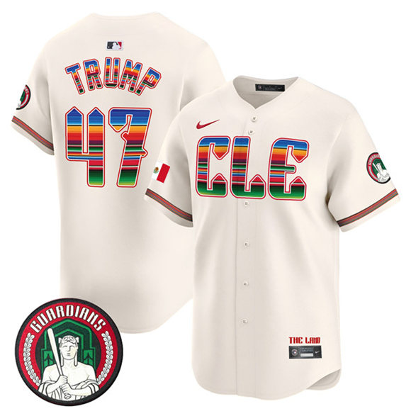 Men's Cleveland Guardians #47 Donald Trump Cream Mexico Vapor Premier Limited Stitched Baseball Jersey