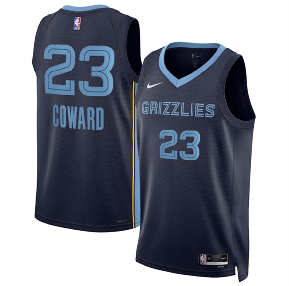 Men's Memphis Grizzlies #23 Cedric Coward Navy 2025 Draft Icon Edition Stitched Jersey