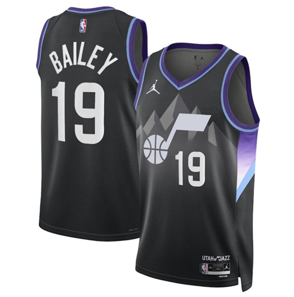 Men's Utah Jazz #19 Ace Bailey Black 2024-25 Draft Statement Edition Stitched Basketball Jersey