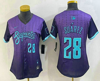 Women's Arizona Diamondbacks #28 Eugenio Suarez Number Purple 2025 City Connect Limited Jersey