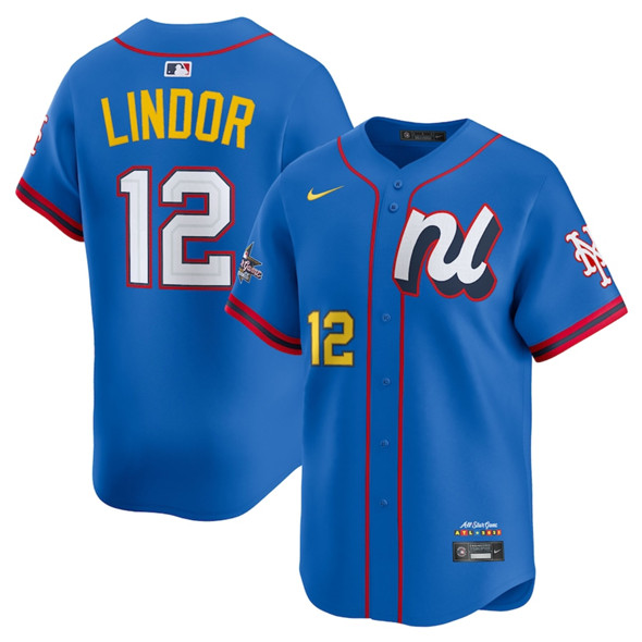 Men's National League #12 Francisco Lindor Blue 2025 All-Star Edition Limited Stitched Baseball Jersey