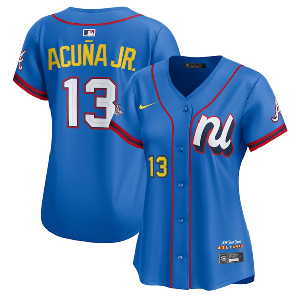 Women's National League #13 Ronald Acuna Jr. Blue 2025 All-Star Edition Limited Stitched Baseball Jersey(Run Small)