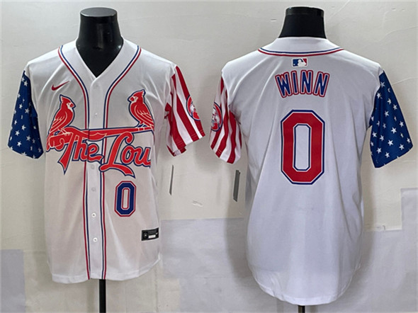 Men's St. Louis Cardinals #0 Masyn Winn White Independence Day Vapor Premier Limited Stitched Baseball Jersey