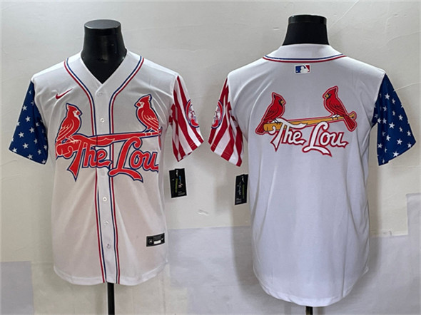 Men's St. Louis Cardinals Team Big Logo White Independence Day Vapor Premier Limited Stitched Baseball Jersey