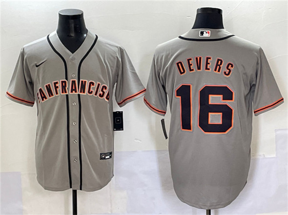 Men's San Francisco Giants #16 Rafael Devers Gray Cool Base Stitched Baseball Jersey