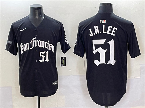 Men's San Francisco Giants #51 Jung Hoo Lee Black 'Gothic Fog Edition' Vapor Premier Limited Stitched Baseball Jersey