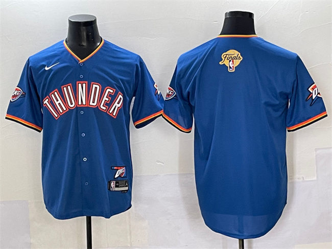 Men's Oklahoma City Thunder Blank Blue 2025 Finals Vapor Stitched Baseball Jersey