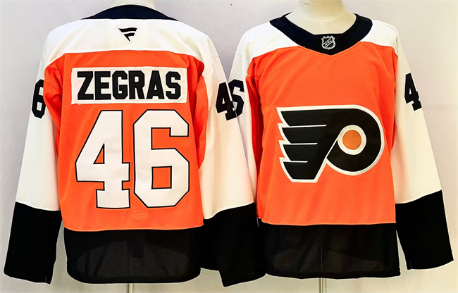Men's Philadelphia Flyers #46 Trevor Zegras Orange 2024 Stitched Jersey
