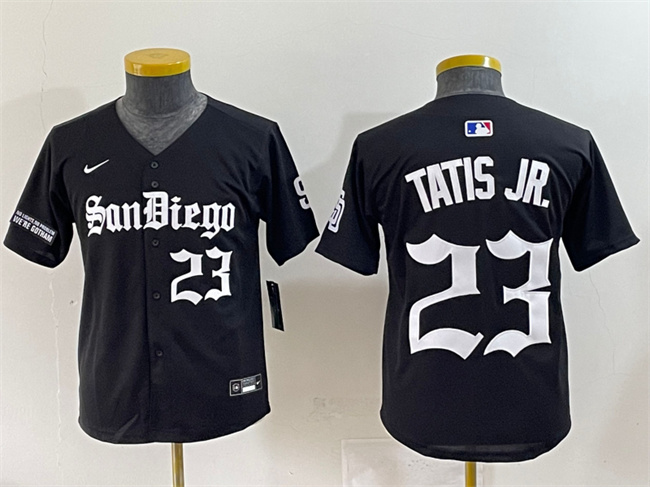 Youth San Diego Padres #23 Fernando Tatis Jr. Black Gothic Edition Vapor Limited Stitched Baseball Jersey