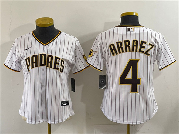 Youth San Diego Padres #4 Luis Arraez White Stitched Baseball Jersey