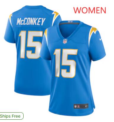 Women Nike Ladd McConkey #15 Powder Blue Los Angeles Chargers Team game Jersey