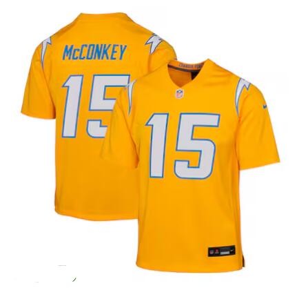 Youth Nike Ladd McConkey #15 Gold Los Angeles Chargers Alternate Charger Power Game Player Jersey