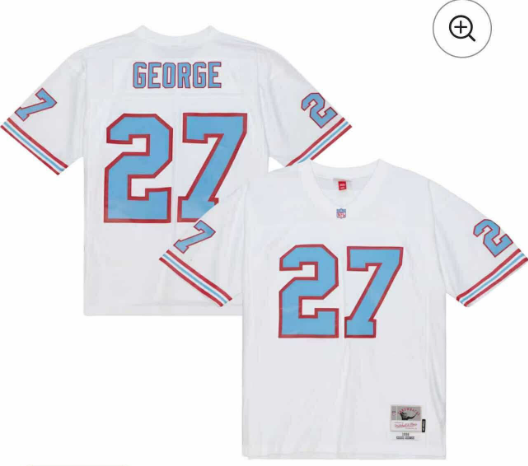 Men's Tennessee Titans #27 Eddie George White Mitchell & Ness Stitched Baseball Jersey