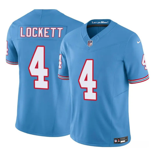 Men's Tennessee Titans #4 Tyler Lockett Blue 2025 F.U.S.E. Throwback Vapor Limited Football Stitched Jersey