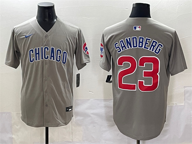 Men's Chicago Cubs #23 Ryne Sandberg Grey Limited Stitched Baseball Jersey