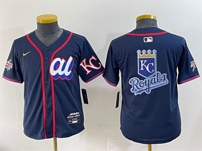 Women's American League Kansas City Royals Team Big Logo Navy 2025 All-Star Edition Limited Stitched Baseball Jersey(Run Small)