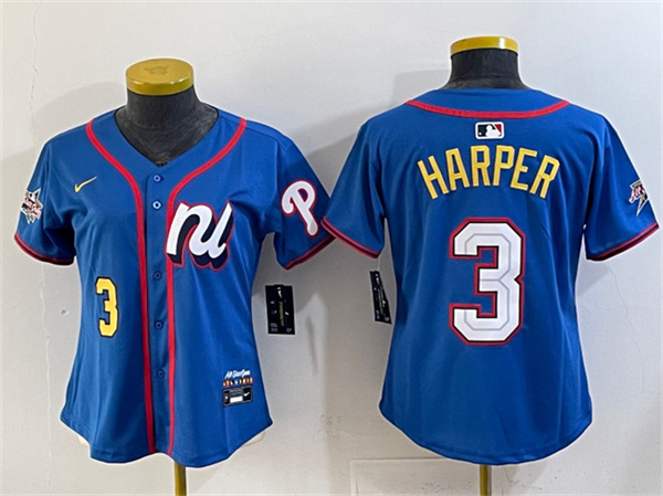 Women's National League #3 Bryce Harper Blue 2025 All-Star Edition Limited Stitched Baseball Jersey(Run Small)