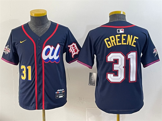 Youth American League #31 Riley Greene Navy 2025 All-Star Edition Limited Stitched Baseball Jersey