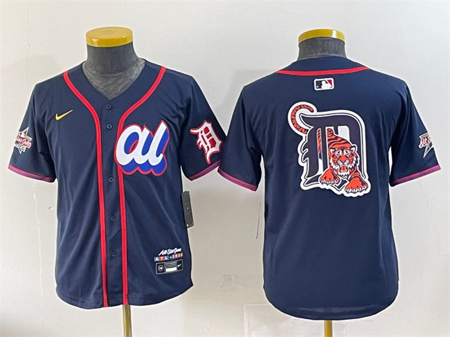 Youth American League Detroit Tigers Team Big Logo Navy 2025 All-Star Edition Limited Stitched Baseball Jersey