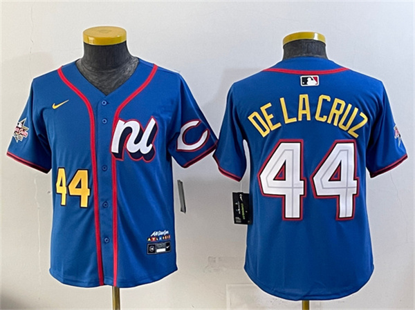 Youth National League #44 Elly De La Cruz Blue 2025 All-Star Edition Limited Stitched Baseball Jersey