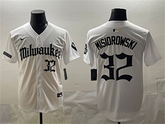 Men's Milwaukee Brewers #32 Jacob Misiorowski White 'Gothic 414 Shadows Edition' Vapor Premier Limited Stitched Jersey