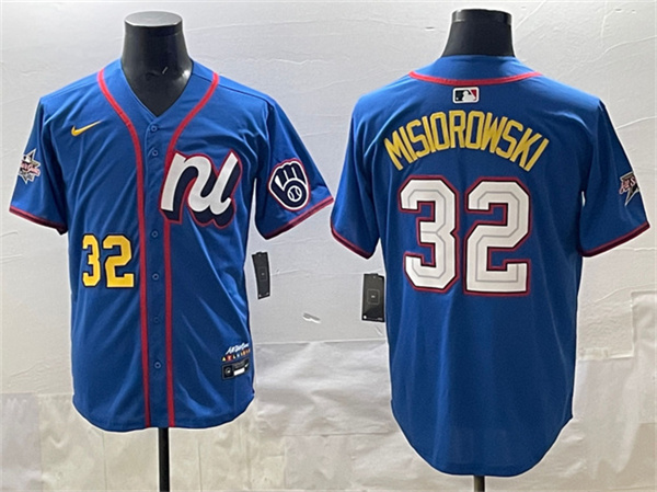 Men's National League #32 Jacob Misiorowski Blue 2025 All-Star Edition Limited Stitched Baseball Jersey