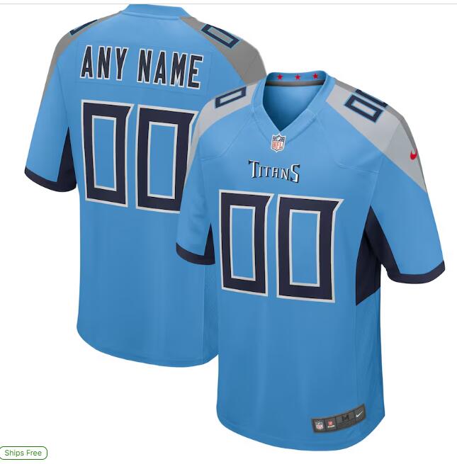Men's Nike Navy Tennessee Titans Custom Light Blue Stitched Jersey
