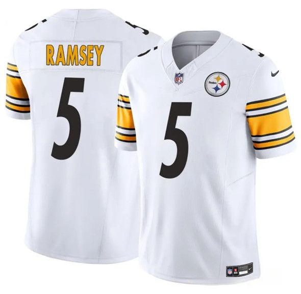 Men's Pittsburgh Steelers #5 Jalen Ramsey White 2025 F.U.S.E. Vapor Limited Football Stitched Jersey