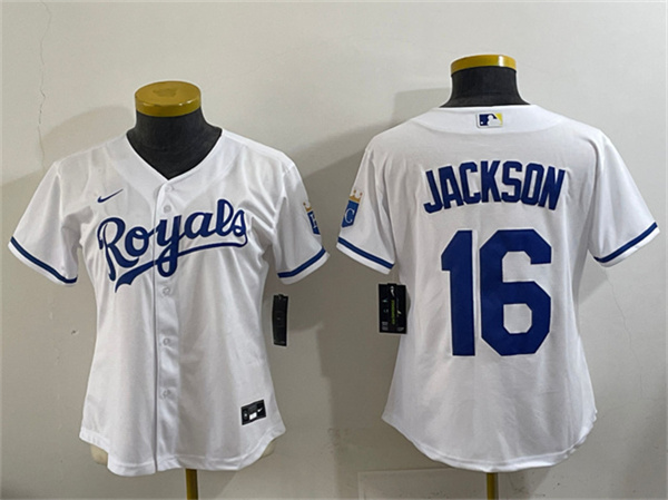 Women's Kansas City Royals #16 Bo Jackson White Cool Base Stitched Jersey(Run Small)