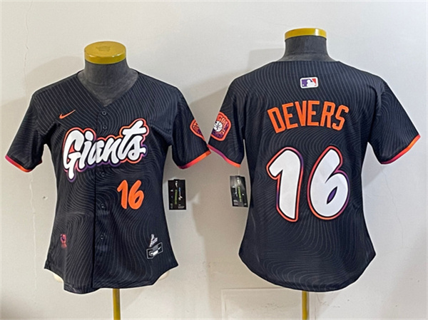 Women's San Francisco Giants #16 Rafael Devers Anthracite 2025 City Connect Limited Stitched Baseball Jersey(Run Small)