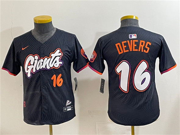 Youth San Francisco Giants #16 Rafael Devers Anthracite 2025 City Connect Limited Stitched Baseball Jersey