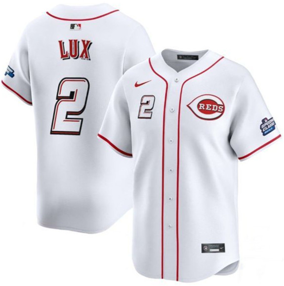 Men's Cincinnati Reds #2 Gavin Lux White 2025 Speedway Classic Home Limited Stitched Baseball Jersey